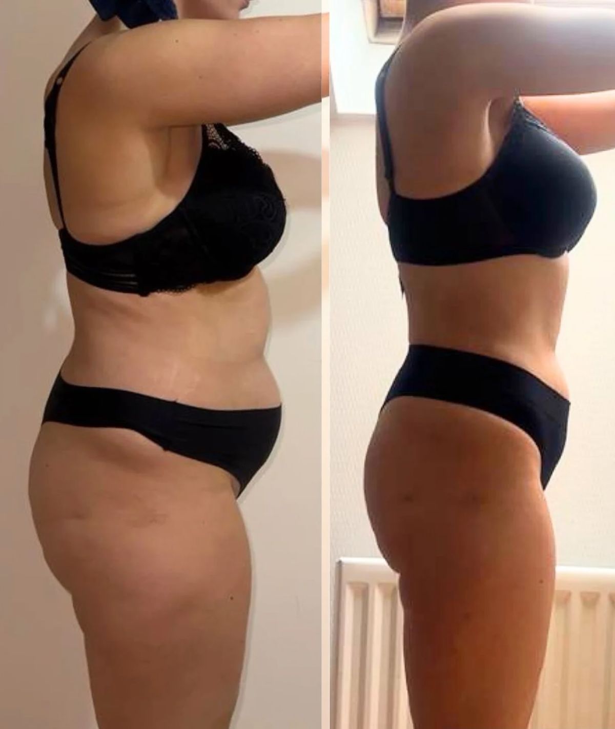 Femme portant le legging gainant taille haute dans une tenue du quotidien, silhouette affinée